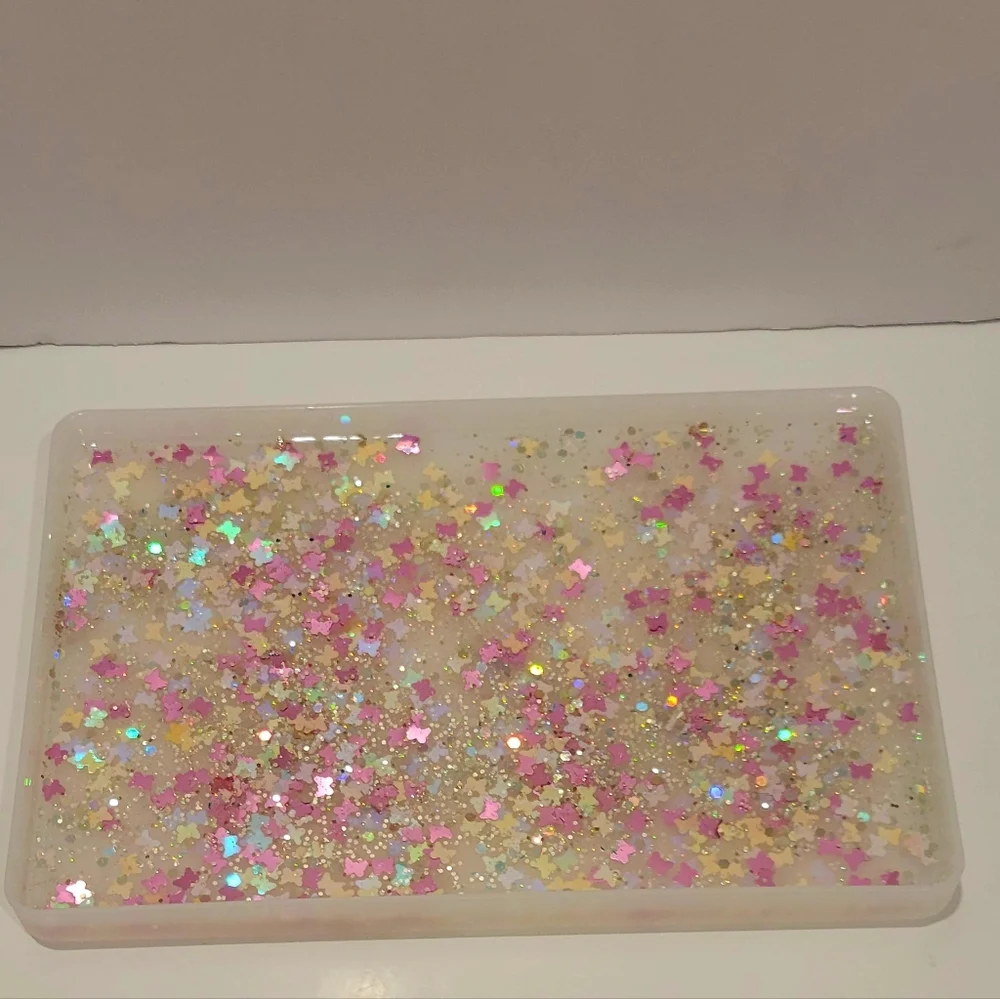 Glittery Pink and Gold Resin And Plastic Tray